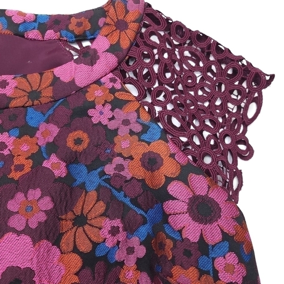 Trina Turk Pink Floral Lace Cap Sleeve Dress Sz 4 - Picture 7 of 15
